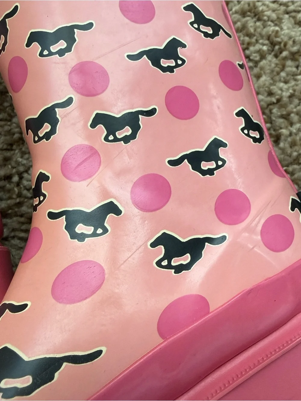 Blazin Roxx Girls Pink Horse Polka Dot Rain Boots Size XS 10/11